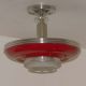 944 Vintage 30 ' S 40 ' S Ceiling Light Art Deco Fixture Lamp Chandelier Fixture Red Chandeliers, Fixtures, Sconces photo 1