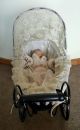 Vintage Doll Baby Stroller Wooden Wood W/ Metal Wheels & Lace Cover Gorgeous Baby Carriages & Buggies photo 1
