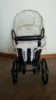 Vintage Doll Baby Stroller Wooden Wood W/ Metal Wheels & Lace Cover Gorgeous Baby Carriages & Buggies photo 2