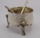Rare Vintage Solid Silver Cauldron Shaped Mustard Pot,  2 Mini Ladles - Stamped Mustard Pots photo 2
