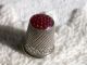 Lovely Antique Silver Child ' S Thimble With Carnelian Top Germany C 1900 Thimbles photo 4