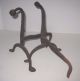 18th Century Small Primitive Colonial Wrought Iron Goose Neck Andirons Hearth Ware photo 1