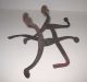 18th Century Small Primitive Colonial Wrought Iron Goose Neck Andirons Hearth Ware photo 2