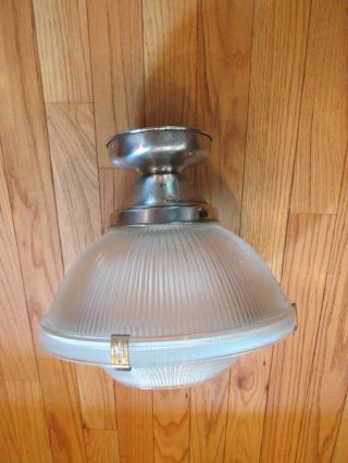 Vintage Holophane Flush Mount Ceiling Light Fixture photo