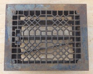 Vintage Ornate Victorian Heat Grate Floor Wall Register Cast Iron 11 3/4 X 9 5/8 photo