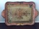 Vintage Italian Florentine Pink Gold Resin Molded Hand Painted Tray Display Trays photo 1