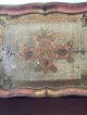 Vintage Italian Florentine Pink Gold Resin Molded Hand Painted Tray Display Trays photo 4