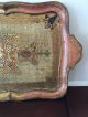Vintage Italian Florentine Pink Gold Resin Molded Hand Painted Tray Display Trays photo 5