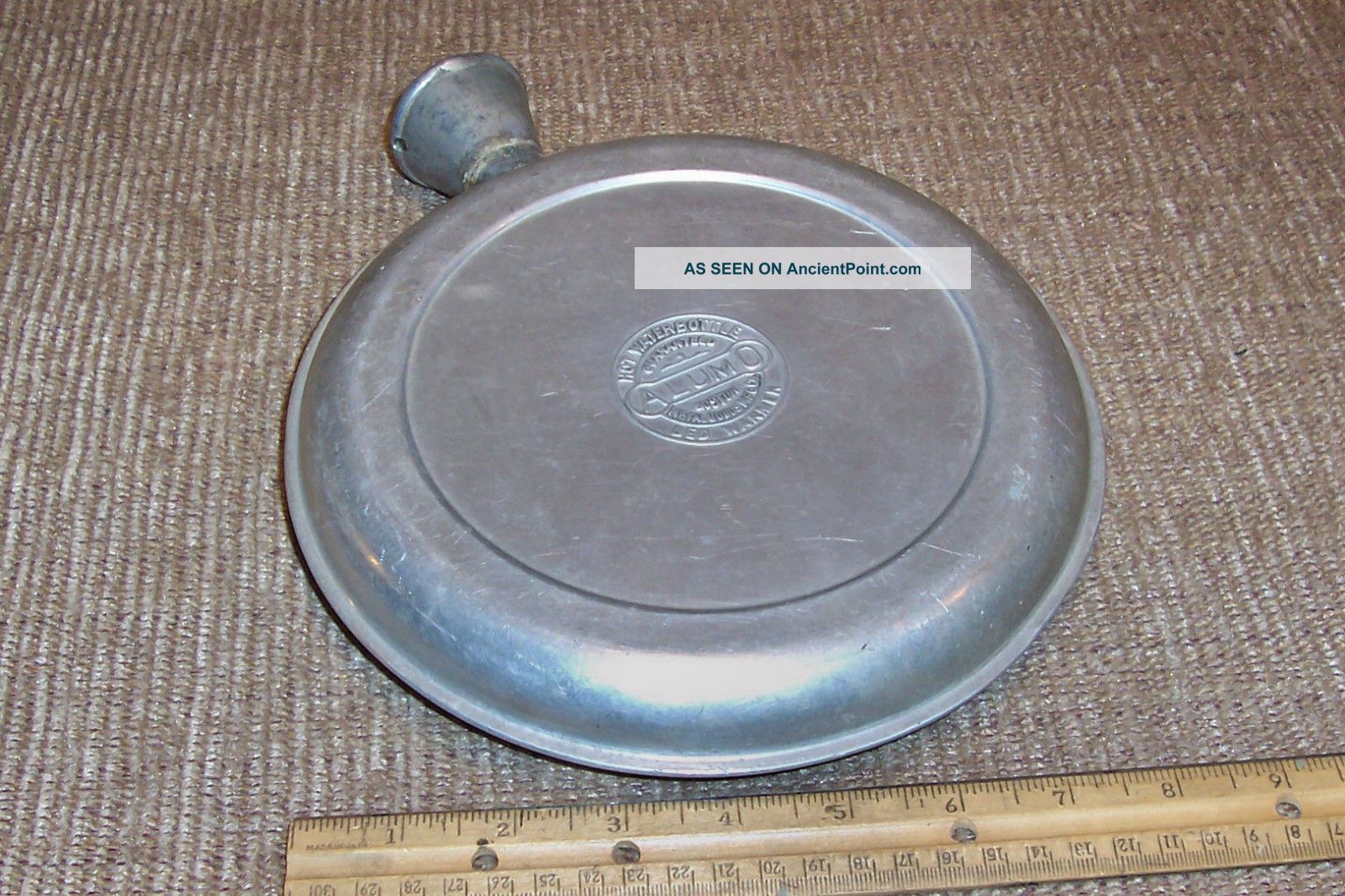 Pat 1908 Aluminum Bed Warmer Hot Water Bottle Primitive Antique Country Kitchen Primitives photo