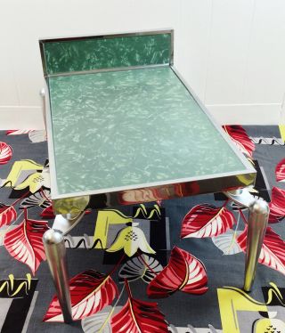 Vintage Mid Century Green Formica Chrome Spider Legs Side End Table photo