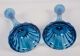 Mid - Century Style Blue Ribbed Glass Candle Stick Holders Candlesticks 8 
