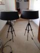 2 Vintage Style Industrial Floor/table Lamps Tripod Film Rvs Metal Adjustable 20th Century photo 6