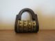 Antique French Brass Combination Alphabet Padlock 4 Rows Locks & Keys photo 1