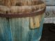 Early 1800s Wooden Farm Feed Bucket Old Style Blue Paint Square Nails Patina Nr Primitives photo 4
