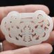 Chinese Collectable White Jade Hand Carved Double Flower Lock Shape Pendant Z Necklaces & Pendants photo 3