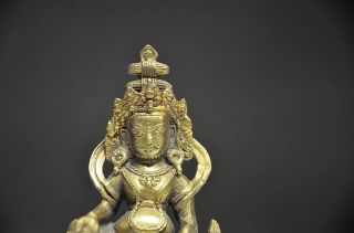 Exquisite Chinese Brass Handwork Carved Tibetan Buddhism Statue photo