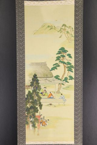 Japanese Hanging Scroll Painting Scenery Busho Bushi Asian Antique E1302 photo