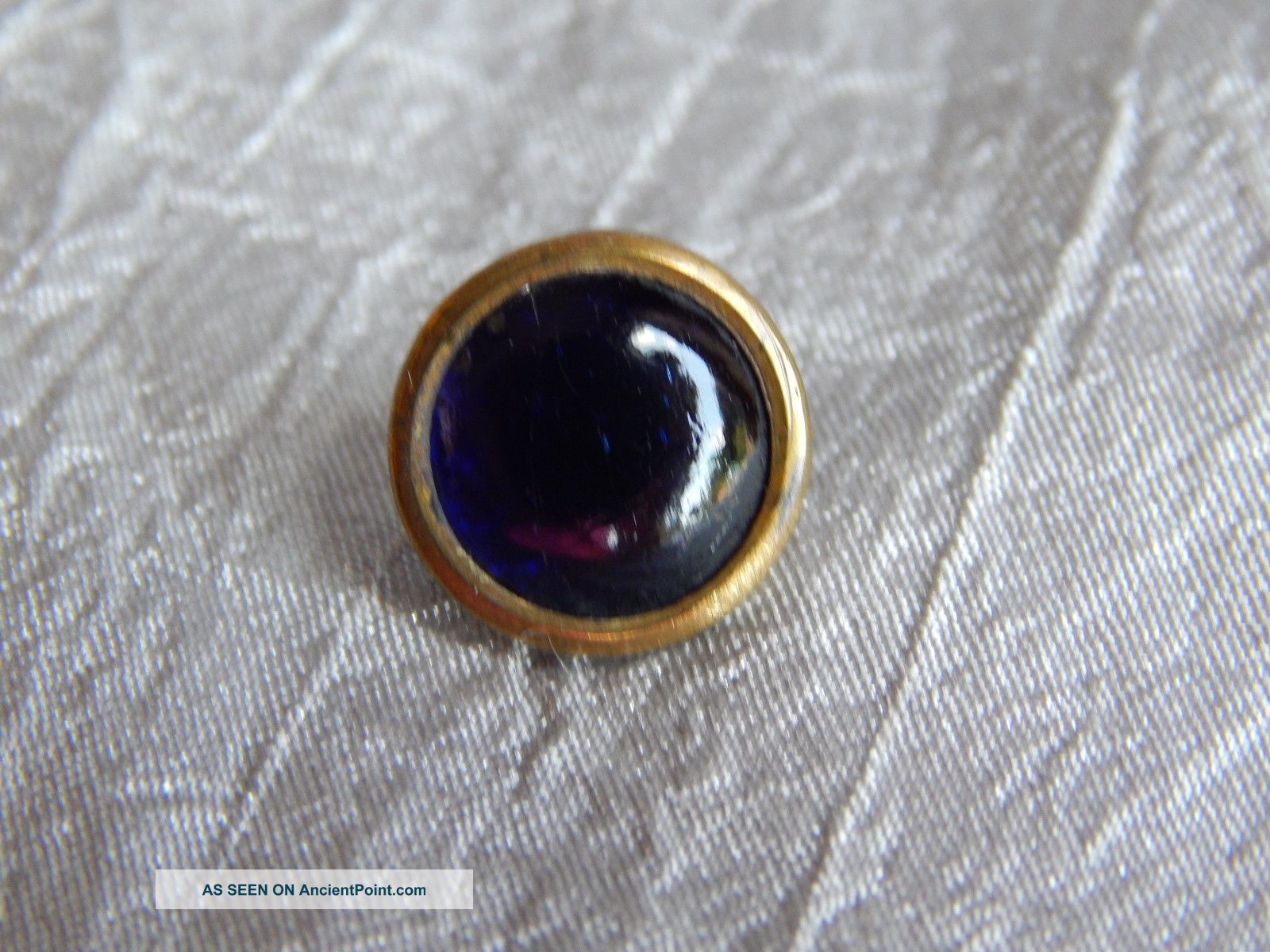 Antique 1800 ' S Button Jeweled & Brass Blue Glass 539a Buttons photo