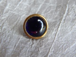 Antique 1800 ' S Button Jeweled & Brass Blue Glass 539a photo