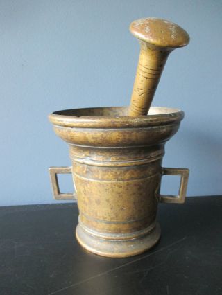 Antique Large Bronze 18th Century South European Apothecary Pestle And Mortar photo