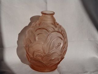 Art Deco Frosted Pink/peach Glass Vase - Carrillo Style photo