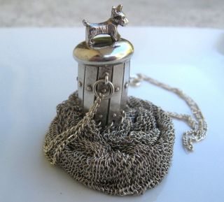 Victorian Sterling Silver Accordion Mesh Purse With Terrier Scottie Dog,  54.  1 Gr photo