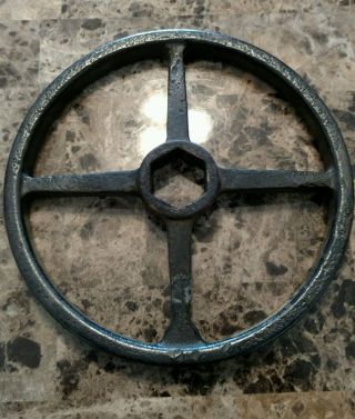 Vintage Large Cast Iron Industrial Valve Handle Wheel Gear Steampunk Art photo