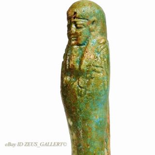 Authentic Egyptian Ushabti Amulet Green Glazed Faience Mummy Figure 11cm 4½ In. photo
