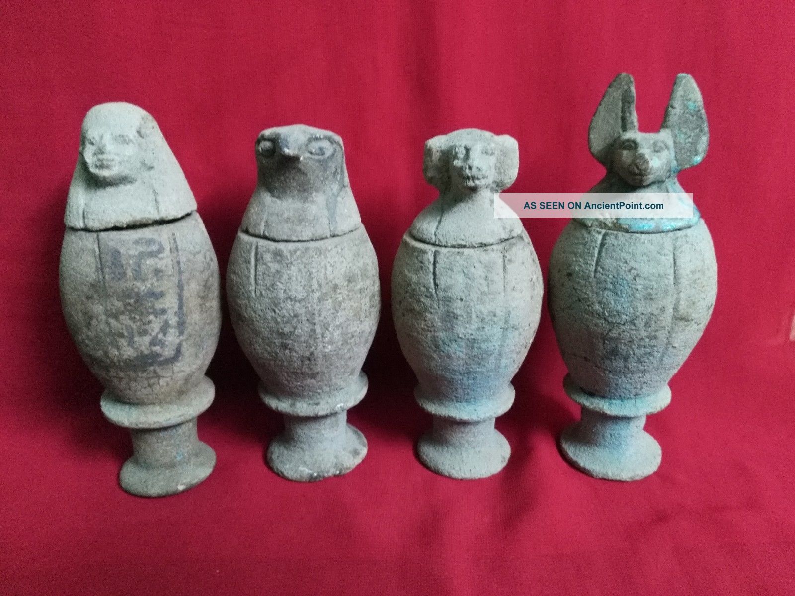 Ancient Egyptian 4 Canopic Jars (990–969 Bc) Egyptian photo