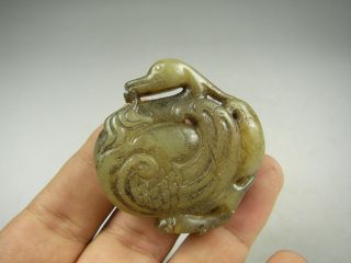 Antique Chinese Hongshan Culture Hetian Jade Pendant Duck 2203 photo