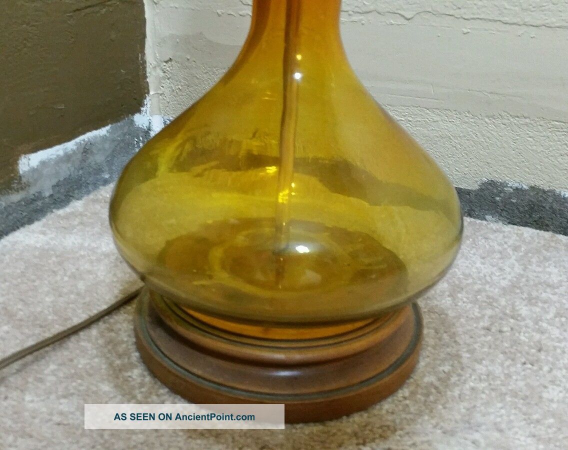 Vtg Amberina Retro Mid Century Modern Blenko Blown Glass Table Lamp & Finial Mid-Century Modernism photo