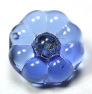 Antique Charmstring Glass Button Blue Flower Mold - 1/2 