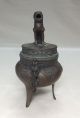A442: Japanese Copper Ware Incense Burner With Good Work And Maker ' S Sign Other Japanese Antiques photo 5