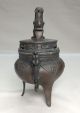 A442: Japanese Copper Ware Incense Burner With Good Work And Maker ' S Sign Other Japanese Antiques photo 7