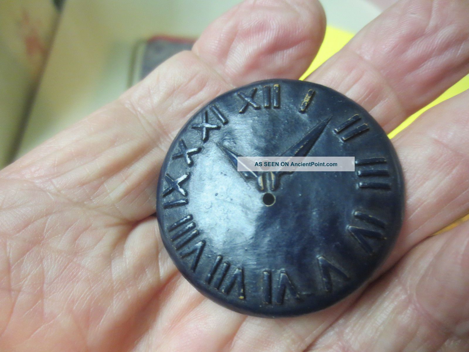 Wonderful Victorian Antique Large Button With A Clock Face Unusual And Rare Buttons photo