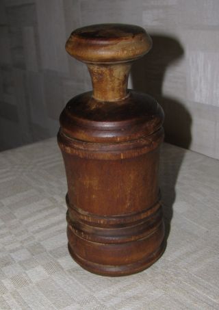 Antique Primitive Wooden Wood Pepper Mill Grinder Lithuania Europe 1800 2 photo