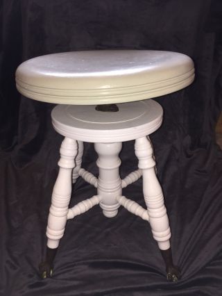 Antique Piano Stool With Claw & Glass Ball Feet photo
