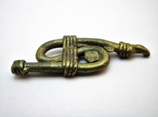 Antique African Ghana Ashanti Akan Brass Gold Weight,  Folded Bound Rope Form photo