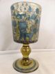 Antique German Old Bohemian Painted Lady On Horse Man & Dog Wine Goblet Glass Stemware photo 1