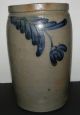 Antique Primitive 1 1/2 Gallon Salt Glaze Stoneware Crock With Cobalt Decoration Crocks photo 2
