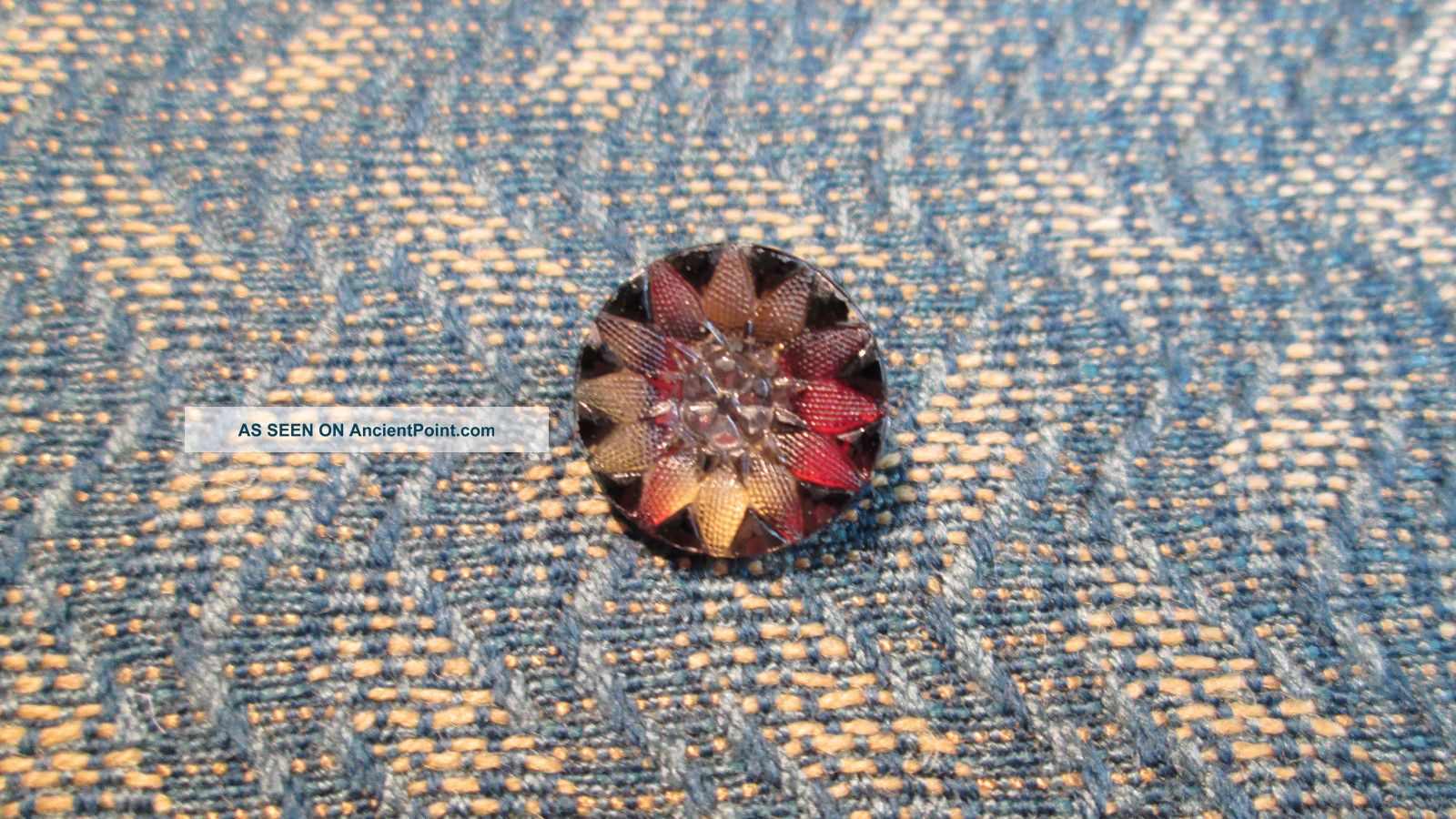 Breathtaking 19th Century Antique Small Lacy Glass Sunflower Button Buttons photo