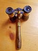 Antique Opera Glasses With Handle Gold Tone & Leather Optical photo 2