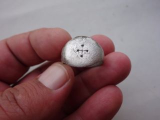 Ancient Late Roman - Byzantine Silver Ring With Engraved Cross photo