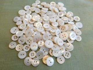 160 Small To - Med.  Antique Mother Of Pearl Buttons - Antique Early Civil War Era photo
