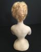 Antique Art Deco Chalkware Half Doll 1925 Blonde Mohair Roses Paris Apt Ar1104 Pin Cushions photo 4