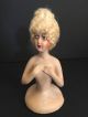 Antique Art Deco Chalkware Half Doll 1925 Blonde Mohair Wig Paris Apt Ar1103 Pin Cushions photo 1