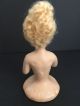 Antique Art Deco Chalkware Half Doll 1925 Blonde Mohair Wig Paris Apt Ar1103 Pin Cushions photo 5