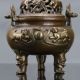 Chinese Brass Hand Carved Fu Dogs & Lions Lid Incense Burner W Qianlong Mark Incense Burners photo 2