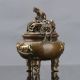 Chinese Brass Hand Carved Fu Dogs & Lions Lid Incense Burner W Qianlong Mark Incense Burners photo 5