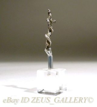 Silver Snake Coiled On Staff Of Asklepios Caduceus Sculpture Greek Roman photo
